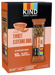 Kind Sweet & Spicy Bars 10g Protein Gluten Free Sweet Cayenne BBQ -- 12 Bars