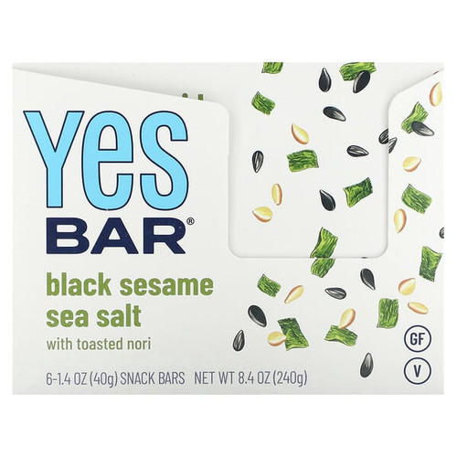 <img alt="Yes Bar, Snack Bar, Black Sesame Sea Salt, 6 Bars, 1.4 oz (40 g) Each" title="Yes Bar, Snack Bar, Black Sesame Sea Salt, 6 Bars, 1.4 oz (40 g) Each,861430000264"
