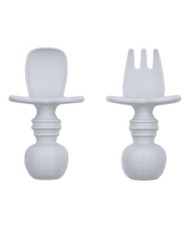 Bumkins Chewtensils Baby Spoon and Fork Set - Gray -- 2 Pack