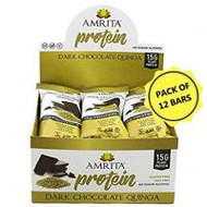Amrita 15G Plant Protein Bar Gluten Free Dark Chocolate Quinoa -- 12 Bars