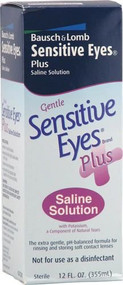 3 PACK of Bausch & Lomb Sensitive Eyes Plus Saline Solution -- 12 fl oz