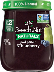 Beech-Nut Naturals Stage 2 Just Pear & Blueberry -- 4 oz Each / Pack of 10