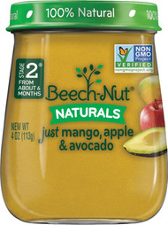 Beech-Nut Naturals Stage 2 Just Mango, Apple & Avocado -- 4 oz Each / Pack of 10