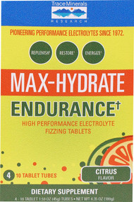 Trace Minerals Research Max-Hydrate Endurance+ Box Citrus -- 4 Tubes