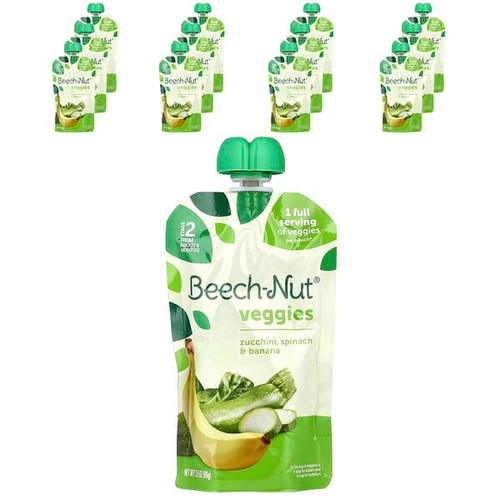 <img alt="Beech-Nut, Veggies, 6+ Months, Zucchini, Spinach & Banana, 12 Pouches, 3.5 oz (99 g) Each" title="Beech-Nut, Veggies, 6+ Months, Zucchini, Spinach & Banana, 12 Pouches, 3.5 oz (99 g) Each,10052200011307"