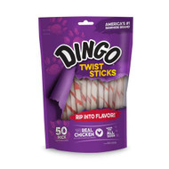 Dingo Rawhide Twist Sticks Dog Treats Chicken -- 50 Dog Treats