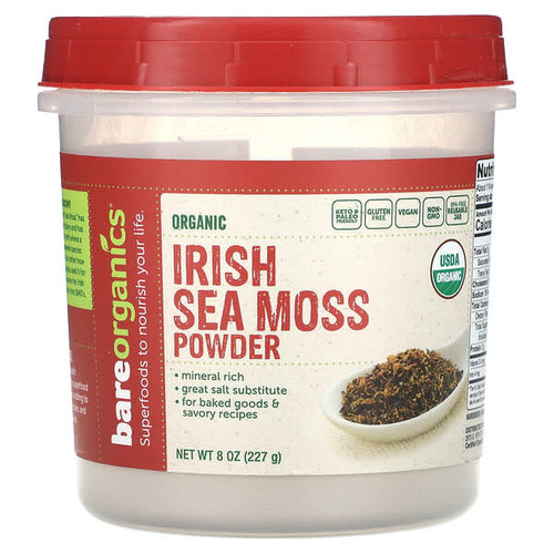 <img alt="BareOrganics, Organic Irish Sea Moss Powder, 8 oz (227 g)" title="BareOrganics, Organic Irish Sea Moss Powder, 8 oz (227 g),818423029979"