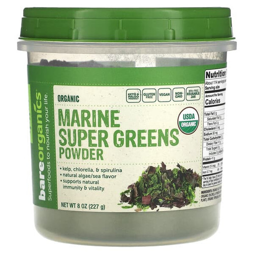 <img alt="BareOrganics, Marine Super Greens Powder, 8 oz (227 g)" title="BareOrganics, Marine Super Greens Powder, 8 oz (227 g),818423029535"