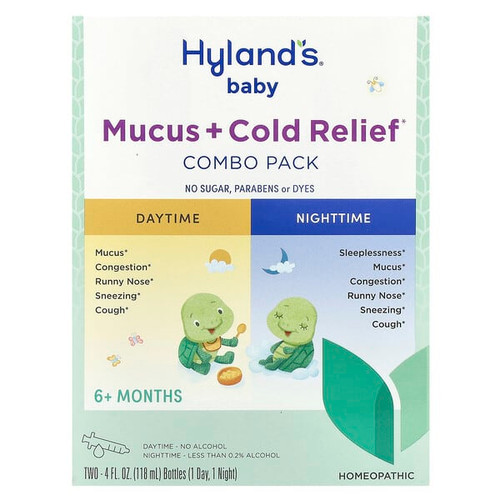 <img alt="Hylands Naturals, Baby, Mucus + Cold Relief Combo Pack, Daytime-Nighttime, 6+ Months, 2 Bottles, 4 fl oz (118 ml) Each" title="Hylands Naturals, Baby, Mucus + Cold Relief Combo Pack, Daytime-Nighttime, 6+ Months, 2 Bottles, 4 fl oz (118 ml) Each,354973337411"