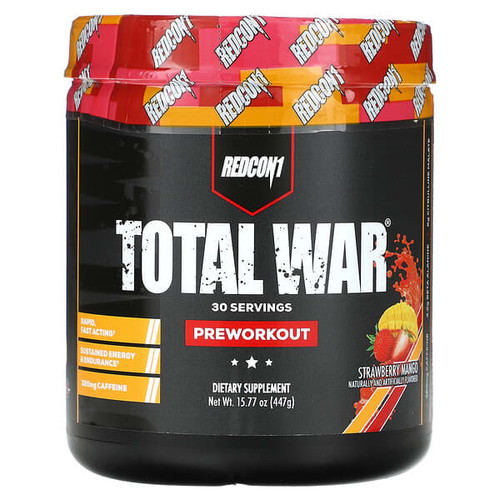 <img alt="Redcon1, Total War, Pre-Workout, Strawberry Mango, 15.77 oz (447 g)" title="Redcon1, Total War, Pre-Workout, Strawberry Mango, 15.77 oz (447 g),850004759257"