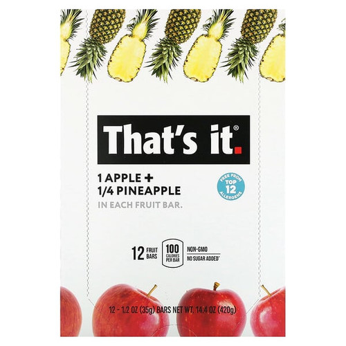 <img alt="Thats It, Fruit Bar, Apple + Pineapple, 12 Bars, 1.2 oz (35 g) Each" title="Thats It, Fruit Bar, Apple + Pineapple, 12 Bars, 1.2 oz (35 g) Each,850397004248"