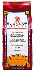 Puroast Ground Coffee Decaf Low Acid House Blend -- 12 oz