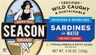3 PACK of Season Brand Skinless & Boneless Sardines in Water -- 4.25 oz