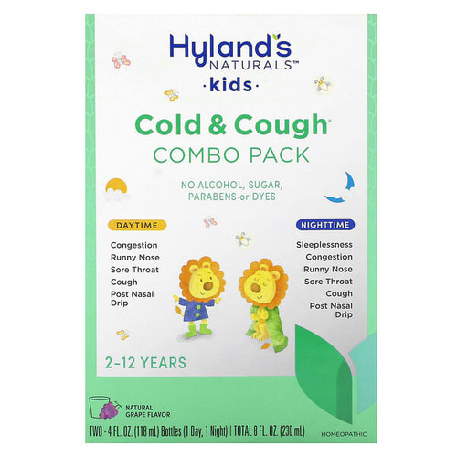<img alt="Hylands Naturals, Kids, Cold & Cough Combo Pack, Daytime-Nighttime, Age 2-12 Years, Natural Grape, 2 Bottles, 4 fl oz (118 ml) Each" title="Hylands Naturals, Kids, Cold & Cough Combo Pack, Daytime-Nighttime, Age 2-12 Years, Natural Grape, 2 Bottles, 4 fl oz (118 ml) Each,354973337916"