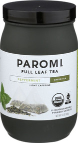Paromi Tea Full Leaf Organic Green Tea Peppermint -- 15 Biodegradable Pyramid Sachets