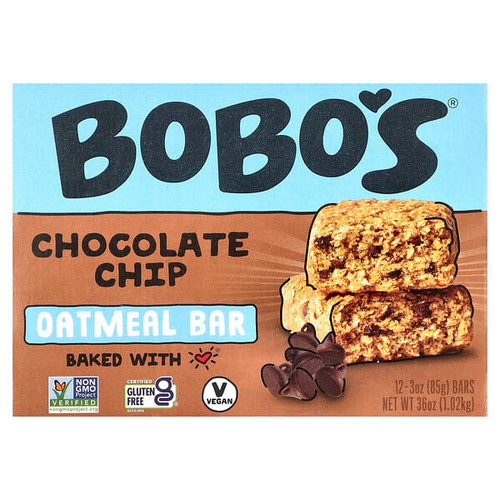 <img alt="Bobos Oat Bars, Oatmeal Bar, Chocolate Chip, 12 Bars, 3 oz (85 g) Each" title="Bobos Oat Bars, Oatmeal Bar, Chocolate Chip, 12 Bars, 3 oz (85 g) Each,829262000173"