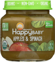 3 PACK of Happy Baby Organics Baby Food Stage 2 Apples & Spinach -- 4 oz