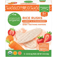 Simple Truth Organic Rice Rusks Baby Teething Wafers Carrot & Strawberry -- 12 Packs