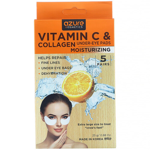 Azure Kosmetics, Vitamin C & Collagen, UnderEye Pads, Moisturizing, 5