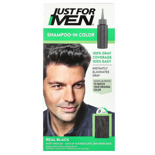 <img alt="Just for Men, Shampoo-In-Color, Real Black H-55, Single Application Haircolor Kit" title="Just for Men, Shampoo-In-Color, Real Black H-55, Single Application Haircolor Kit,011509049353"