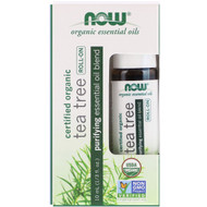 3 PACK of Now Foods, Certified Organic Tea Tree Roll-On, 1/3 fl oz (10 ml)