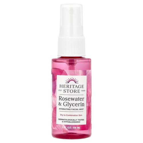 <img alt="Heritage Store, Rosewater & Glycerin, Hydrating Facial Mist, 2 fl oz (59 ml)" title="Heritage Store, Rosewater & Glycerin, Hydrating Facial Mist, 2 fl oz (59 ml),076970281848"