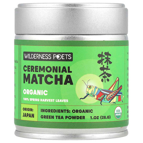 <img alt="Wilderness Poets, Organic Ceremonial Matcha, 1 oz (28 g)" title="Wilderness Poets, Organic Ceremonial Matcha, 1 oz (28 g),855434006513"
