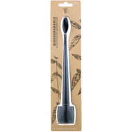 3 PACK of The Natural Family Co., Biodegradable Cornstarch Toothbrush, Pirate Black, Soft, 1 Toothbrush & Stand