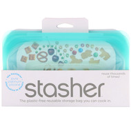 Stasher, Reusable Silicone Food Bag, Snack Size Small, Aqua, 9.9 fl oz (293.5 ml)