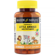 3 PACK of Mason Natural, Little Animals Multivitamins, Fruity Flavors, 120 Chewables