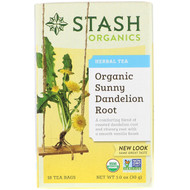 3 PACK of Stash Tea, Herbal Tea, Organic Sunny Dandelion Root, 18 Tea Bags, 1.0 oz (30 g)