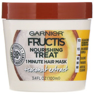 3 PACK of Garnier, Fructis, Nourishing Treat, 1 Minute Hair Mask + Coconut Extract, 3.4 fl oz (100 ml)