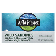 <img alt="Wild Planet, Wild Sardines, Skinless & Boneless Fillets in Extra Virgin Olive Oil, 4.25 oz (120 g)" title="Wild Planet, Wild Sardines, Skinless & Boneless Fillets in Extra Virgin Olive Oil, 4.25 oz (120 g),829696001708"