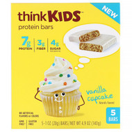 3 PACK of ThinkThin, ThinkKids, Protein Bars, Vanilla Cupcake, 5 Bars, 1 oz (28 g ) Each
