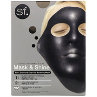 3 PACK of SFGlow, Mask & Shine, Black Diamond Charcoal Modeling Mask, 4 Piece Kit