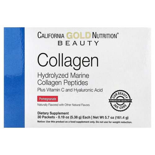 <img alt="California Gold Nutrition, Collagen Peptides Plus Vitamin C & Hyaluronic Acid, Pomegranate, 30 Packets, 0.19 oz (5.38 g) Each" title="California Gold Nutrition, Collagen Peptides Plus Vitamin C & Hyaluronic Acid, Pomegranate, 30 Packets, 0.19 oz (5.38 g) Each,898220013166"