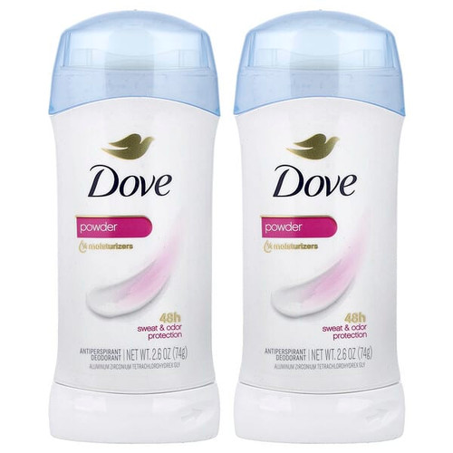 <img alt="Dove, Antiperspirant Deodorant, Powder, 2 Pack, 2.6 oz (74 g) Each" title="Dove, Antiperspirant Deodorant, Powder, 2 Pack, 2.6 oz (74 g) Each,079400511805"