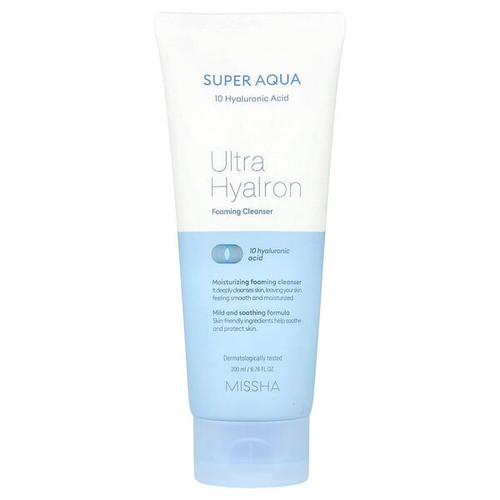 <img alt="Missha, Super Aqua, Ultra Hyalron Foaming Cleanser, 6.76 fl oz (200 ml)" title="Missha, Super Aqua, Ultra Hyalron Foaming Cleanser, 6.76 fl oz (200 ml),8809643507226"