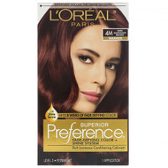 L'Oreal, Superior Preference, Fade-Defying Color + Shine System,  Warm, 4M Dark Mahogany Brown, 1 Application