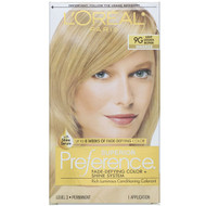 L'Oreal, Superior Preference, Fade-Defying Color + Shine System,  Warmer, Light Golden Blonde 9G , 1 Application