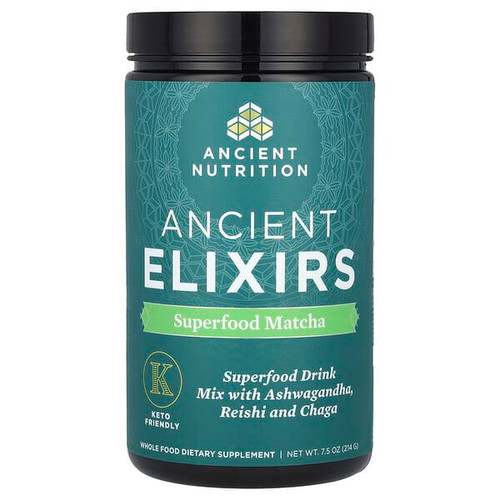 <img alt="Ancient Nutrition, Ancient Elixirs, Superfood Matcha, 7.5 oz (214 g)" title="Ancient Nutrition, Ancient Elixirs, Superfood Matcha, 7.5 oz (214 g),816401022752"