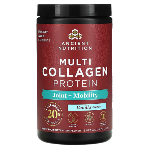 <img alt="Ancient Nutrition, Multi Collagen Protein, Joint + Mobility, Vanilla, 7.48 oz (212 g)" title="Ancient Nutrition, Multi Collagen Protein, Joint + Mobility, Vanilla, 7.48 oz (212 g),816401022325"