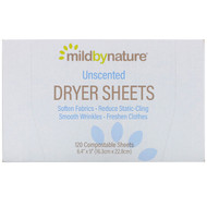 3 PACK of Mild By Nature, Dryer Sheets, Unscented, 120 Compostable Sheets