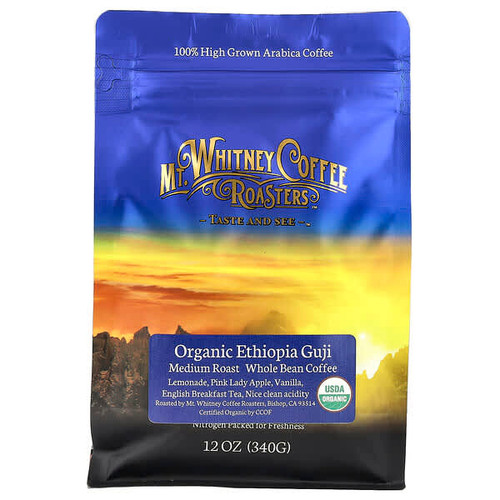 <img alt="Mt. Whitney Coffee Roasters, Organic Ethiopia Guji, Whole Bean Coffee, Medium Roast, 12 oz (340 g)" title="Mt. Whitney Coffee Roasters, Organic Ethiopia Guji, Whole Bean Coffee, Medium Roast, 12 oz (340 g),857783008064"