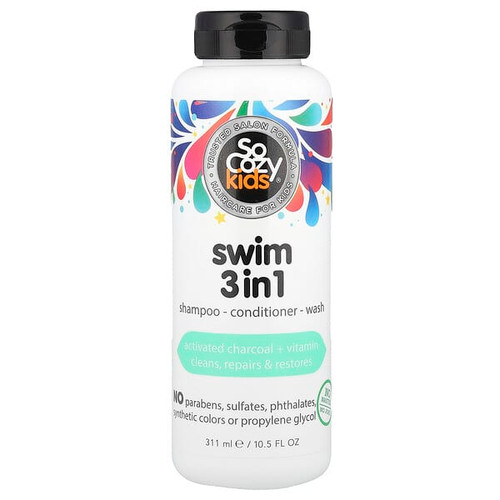 <img alt="SoCozy, Kids, Swim 3 in 1, Shampoo, Conditioner, Wash, 10.5 fl oz (311 ml)" title="SoCozy, Kids, Swim 3 in 1, Shampoo, Conditioner, Wash, 10.5 fl oz (311 ml),855553005381"