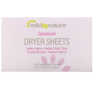 <img alt="Mild By Nature, Dryer Sheets, Geranium, 120 Compostable Sheets" title="Mild By Nature, Dryer Sheets, Geranium, 120 Compostable Sheets,898220016440"