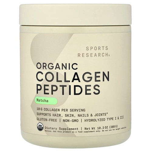 <img alt="Sports Research, Organic Collagen Peptides, Matcha, 10.2 oz (288 g)" title="Sports Research, Organic Collagen Peptides, Matcha, 10.2 oz (288 g),023249011712"