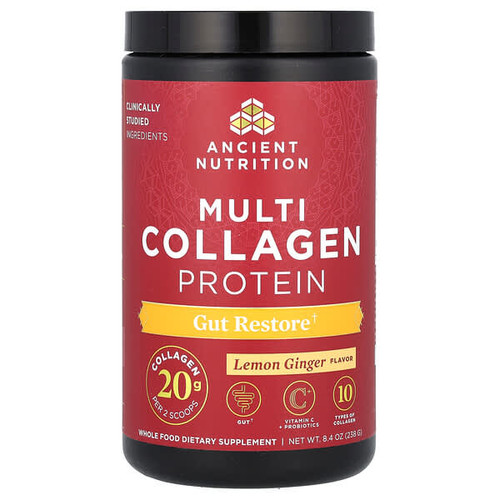 <img alt="Ancient Nutrition, Multi Collagen Protein, Gut Restore, Lemon Ginger, 8.4 oz (238 g)" title="Ancient Nutrition, Multi Collagen Protein, Gut Restore, Lemon Ginger, 8.4 oz (238 g),816401022332"