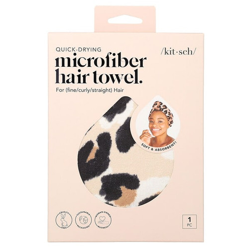 <img alt="Kitsch, Quick Drying, Microfiber Hair Towel, Leopard, 1 Piece" title="Kitsch, Quick Drying, Microfiber Hair Towel, Leopard, 1 Piece,812696024921"