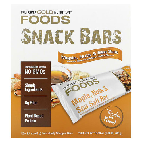 <img alt="California Gold Nutrition, Foods, Maple Sea Salt Bars, 12 Bars, 1.4 oz (40 g) Each" title="California Gold Nutrition, Foods, Maple Sea Salt Bars, 12 Bars, 1.4 oz (40 g) Each,898220015603"